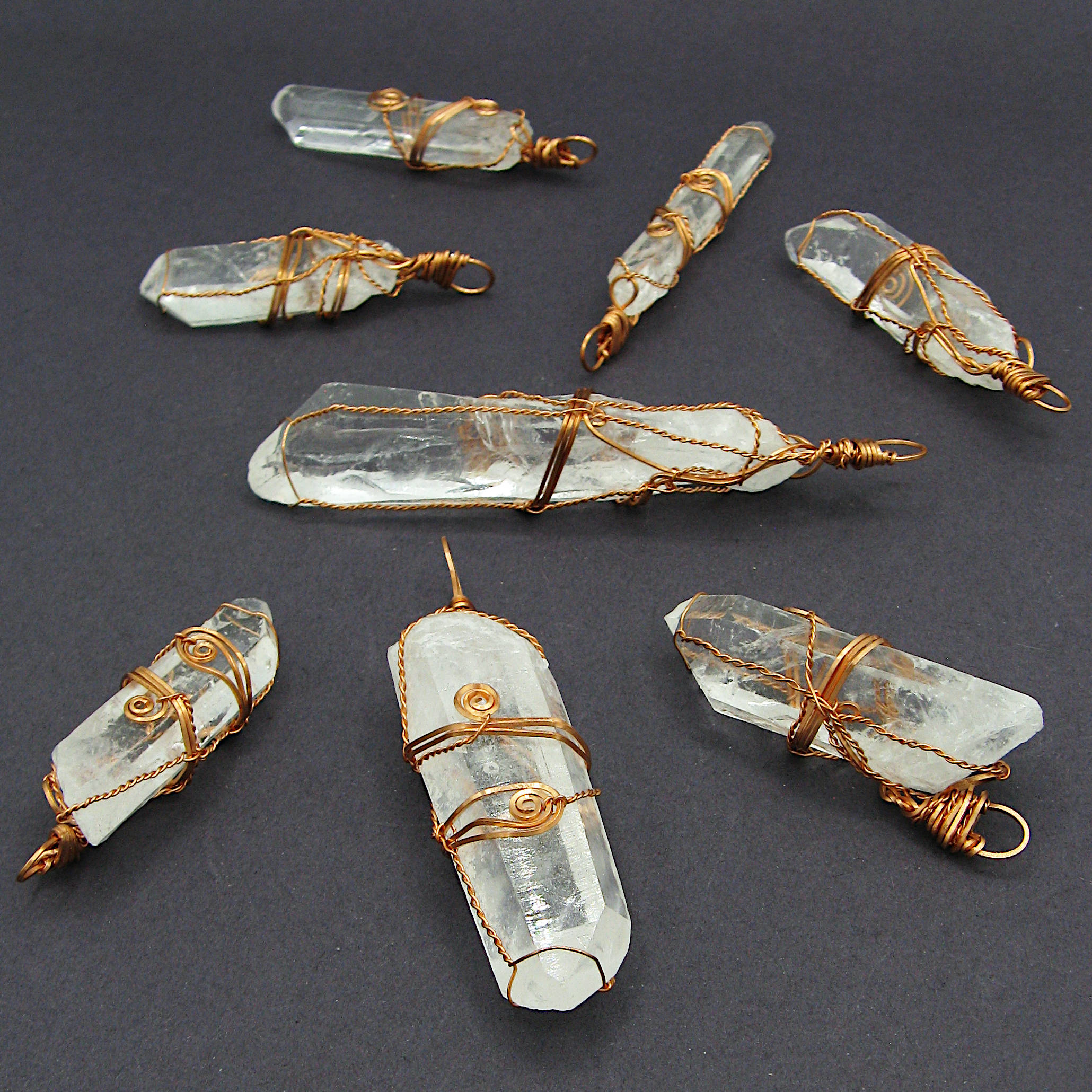 Raw Quartz Crystal Point Pendant – Copper Wire Wrapped Necklace, Handmade