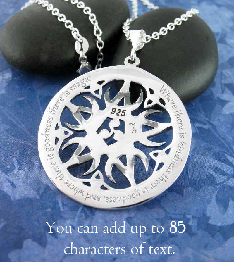 Large 1.5" Five Crescent Moons Celtic Pentacle Pendant, Handmade