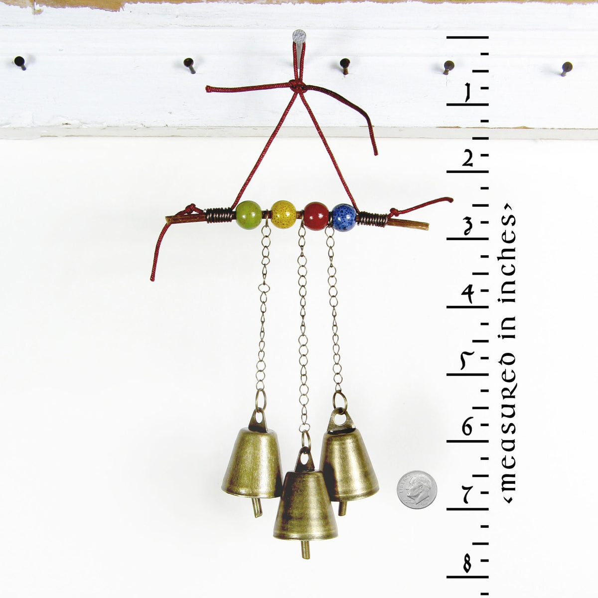 Witch's Bell: Twig, Beads, Chains - Handcrafted