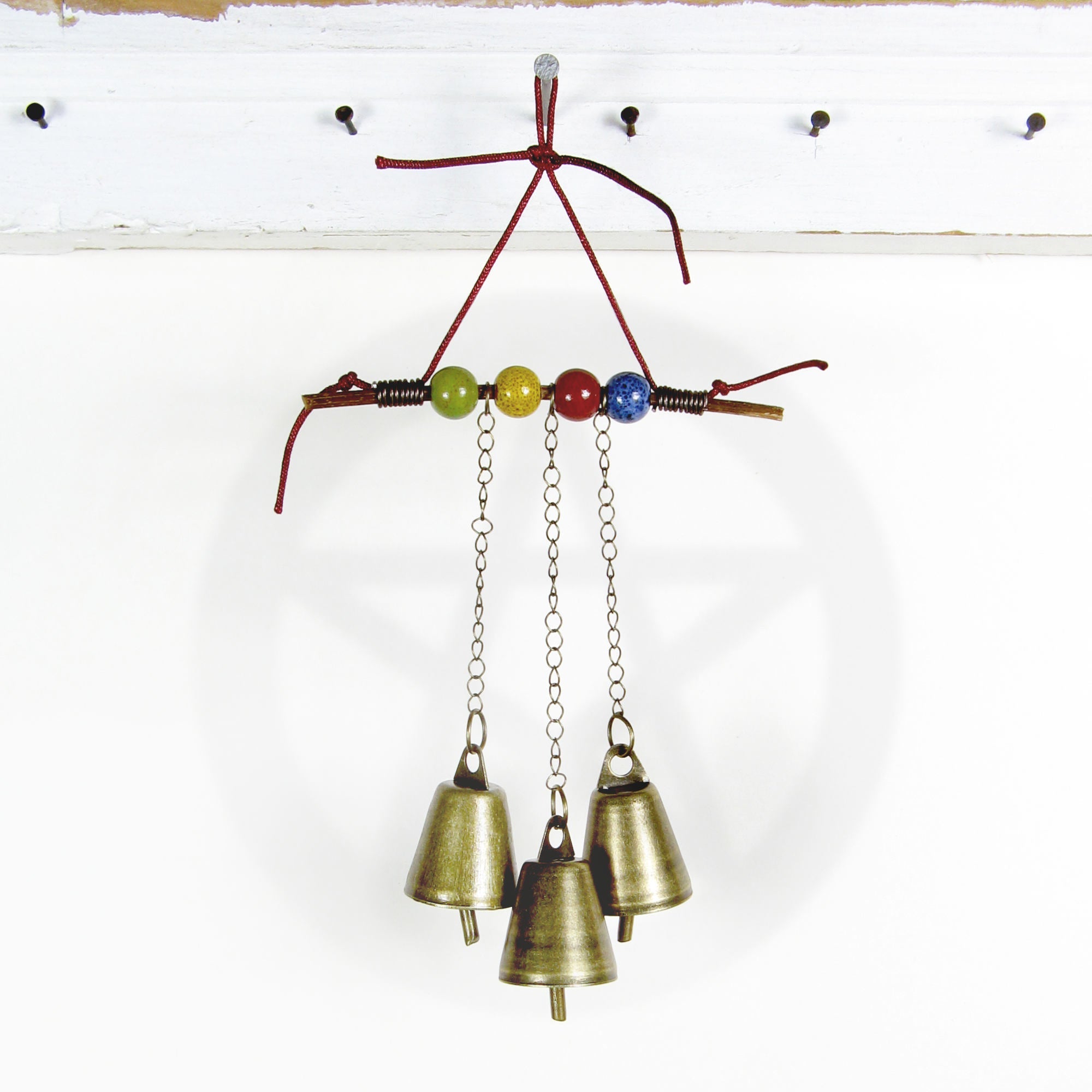 Witch's Bell: Twig, Beads, Chains - Handcrafted