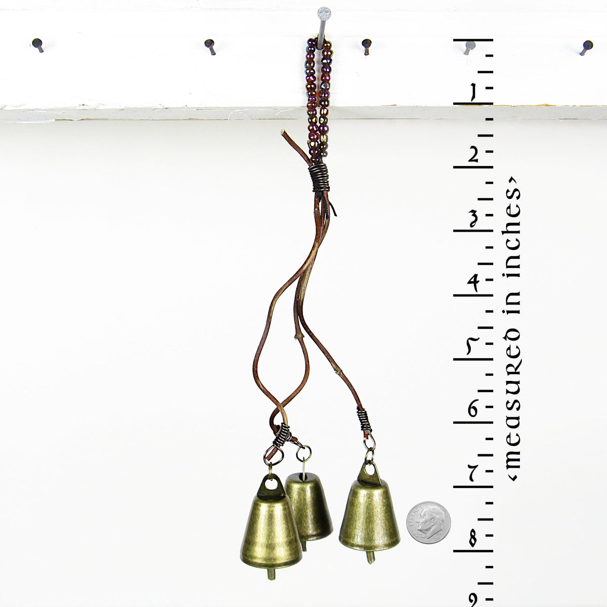 Witch's Bell: 3 Bells on Vines with Glass Beads