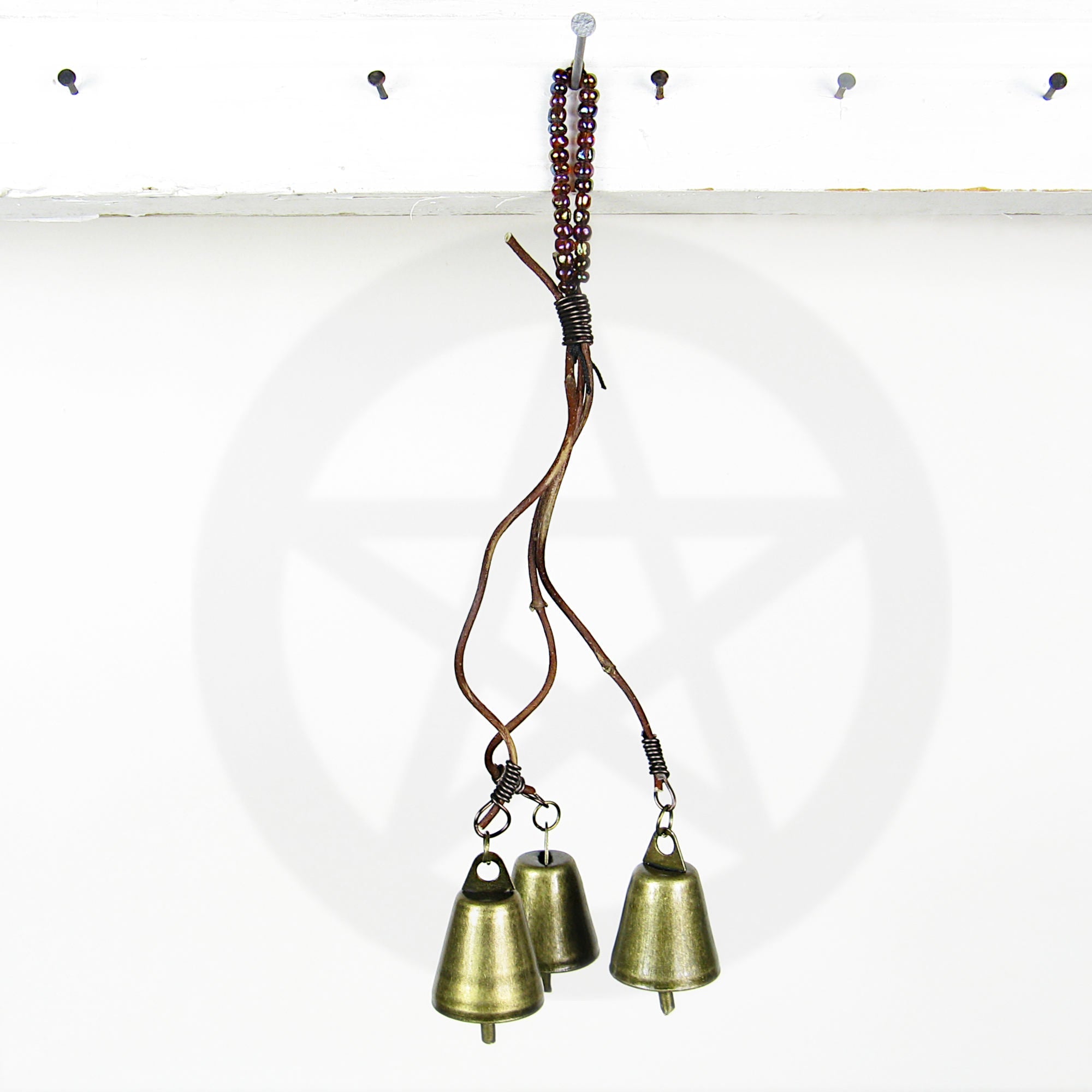 Witch's Bell: 3 Bells on Vines with Glass Beads