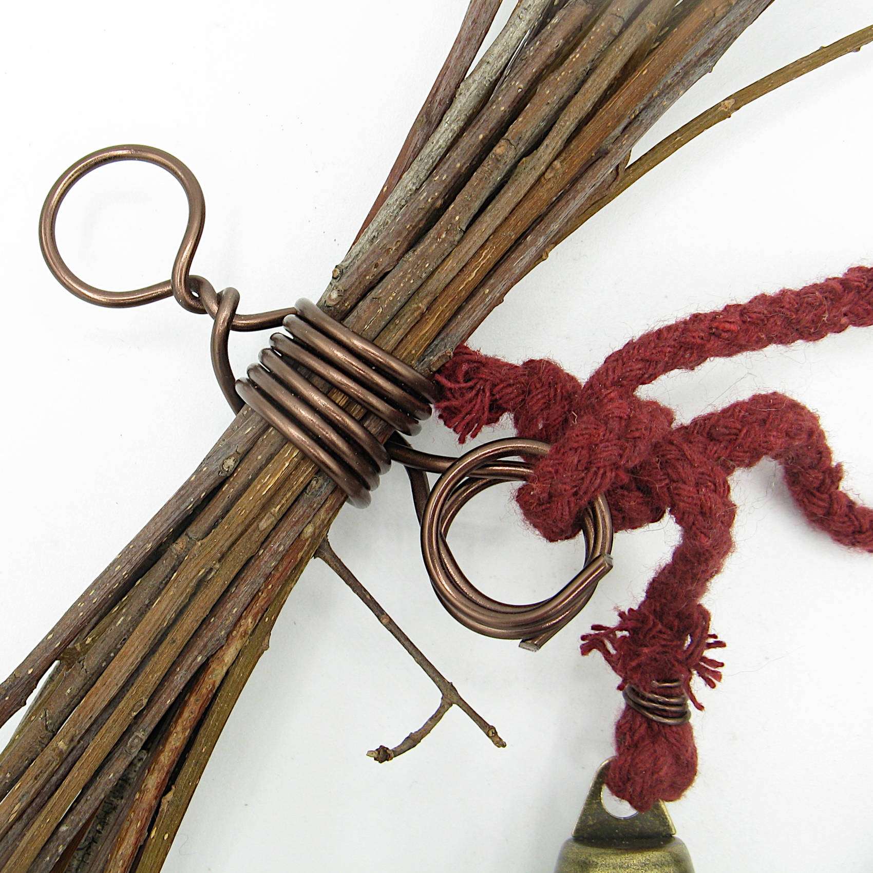 Witch's Bell: Rustic Sheaf of Twigs & Red Twine - Handcrafted