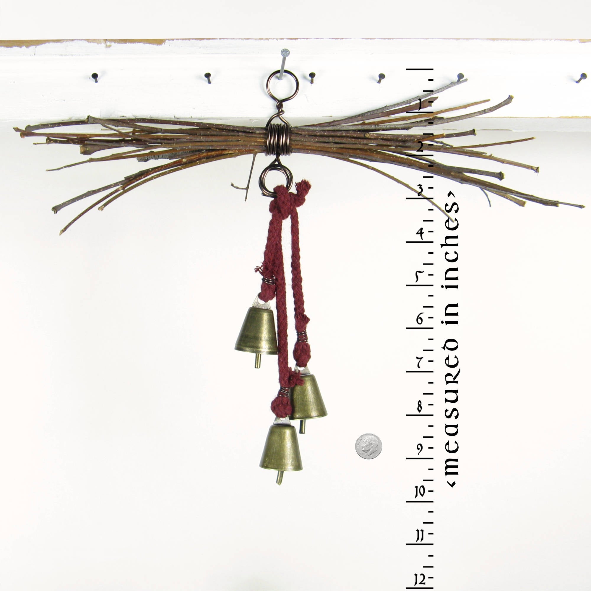 Witch's Bell: Rustic Sheaf of Twigs & Red Twine - Handcrafted
