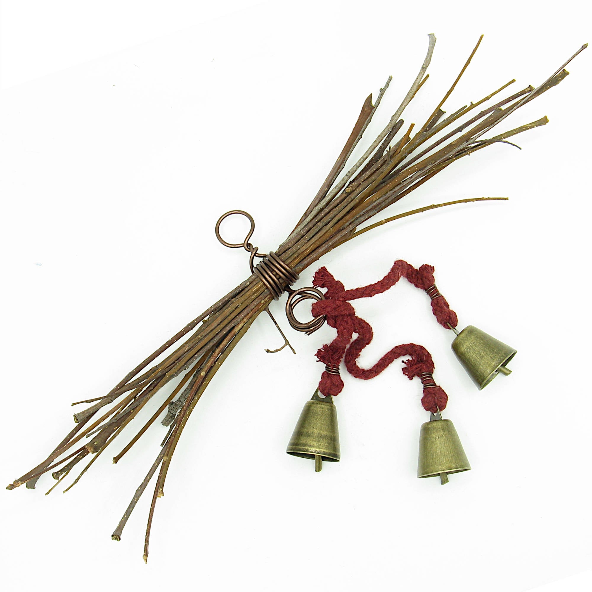 Witch's Bell: Rustic Sheaf of Twigs & Red Twine - Handcrafted