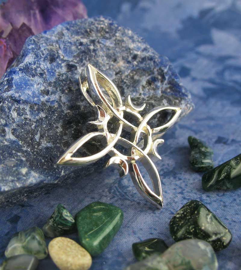 Witch's Knot with 4 Crescent Moons Pendant, Handmade