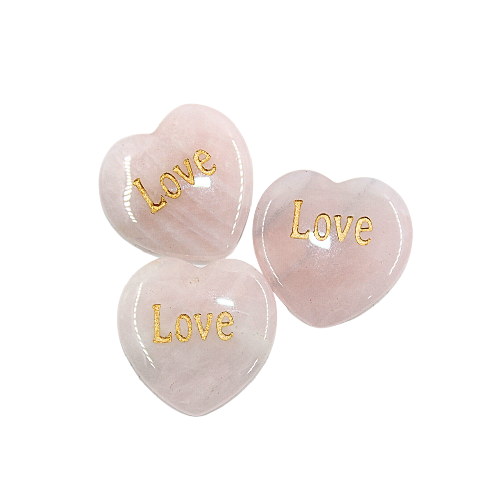 Rose Quartz Heart with "Love"