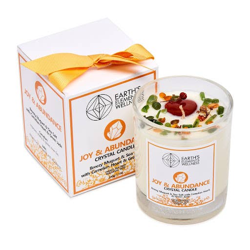 Earths Elements Joy &amp; Abundance Crystal Candle