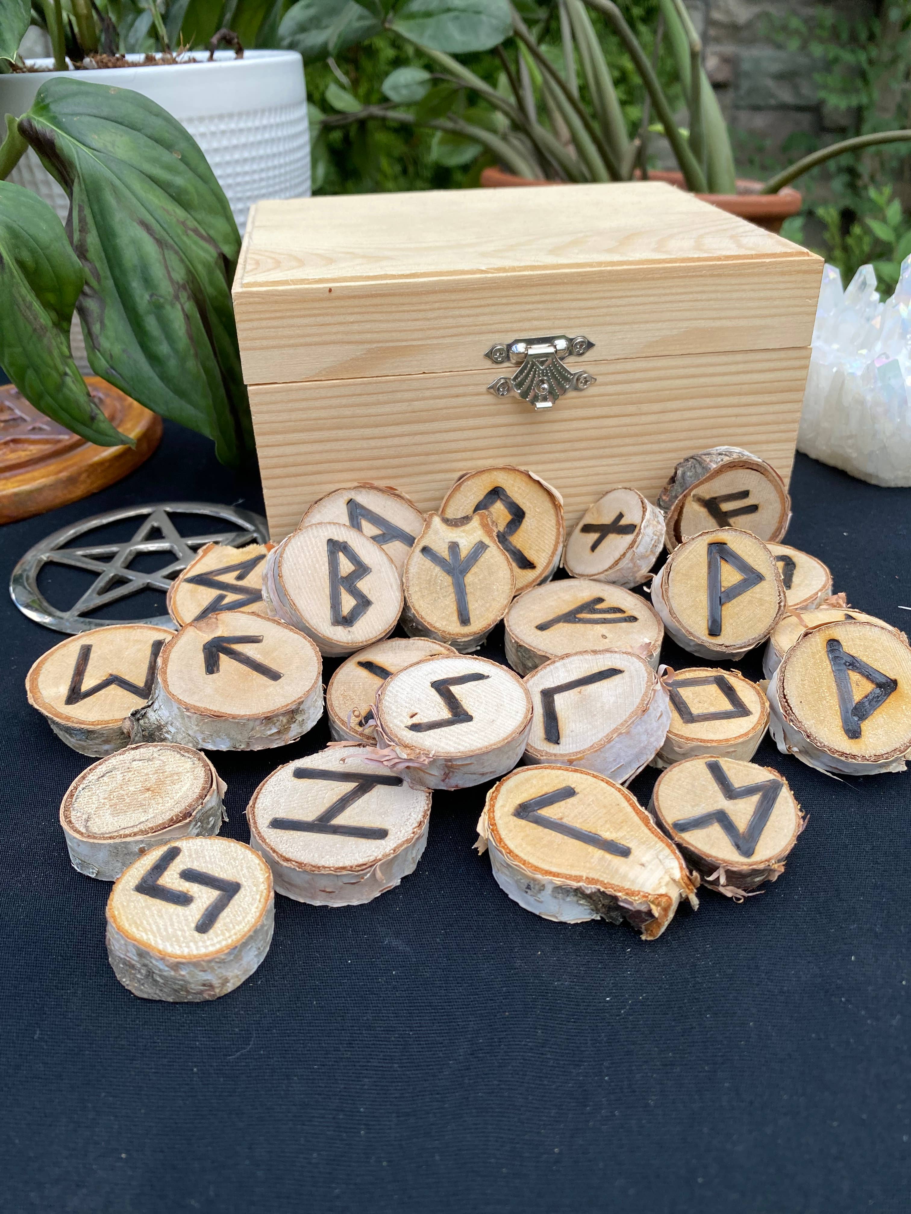 Elder Futhark Rune Set. Hand Drawn And Hand Burned w/ Box